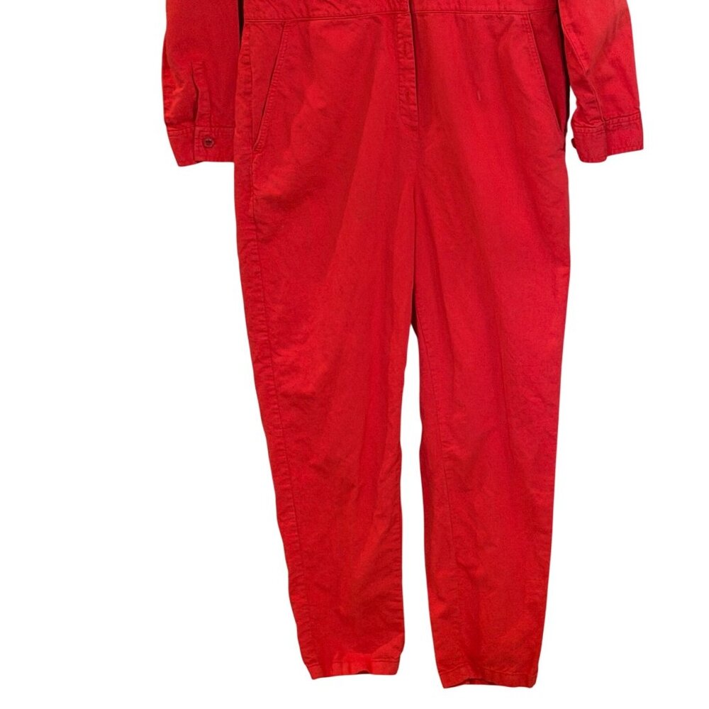 Outerknown Button Long Sleeve Jumpsuit Orange Coral Loungewear Size Medium - Picture 6 of 12